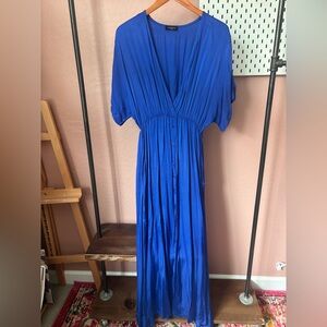Blue Satin Women's Maxi Dress